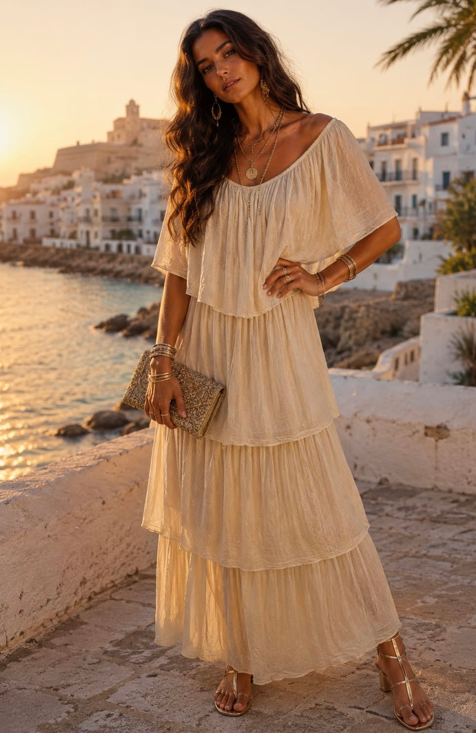 Bianca Layered Dress - Sand