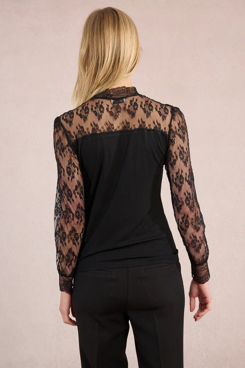 Kayla Ribbed Top with Lace Detail