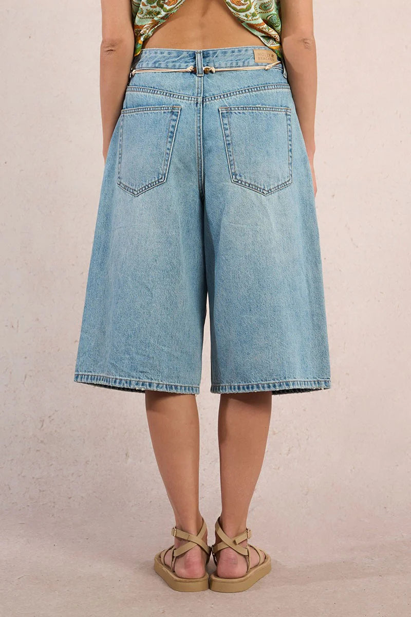 Wide Denim Bermuda Short by Molly Bracken