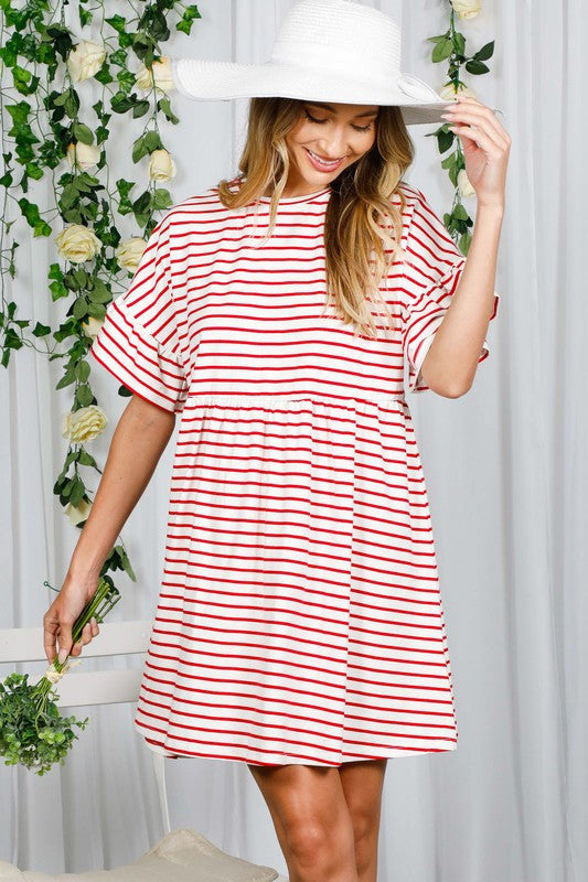 Pheobe - Red & White Stripe Dress