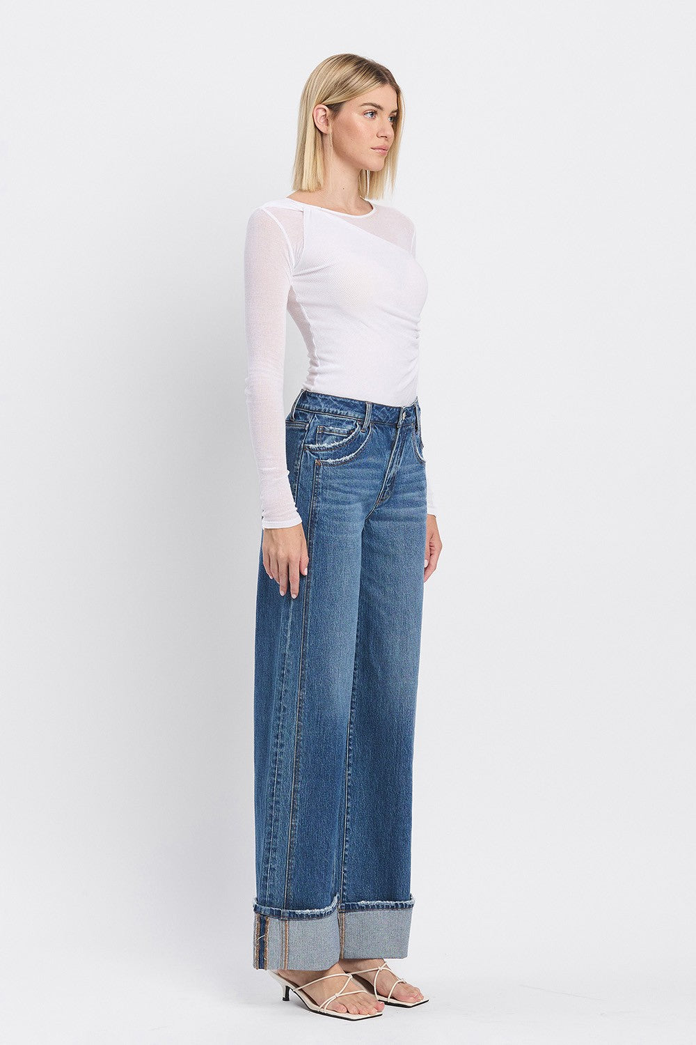 Patty High Rise cuffed Denim Wide Leg