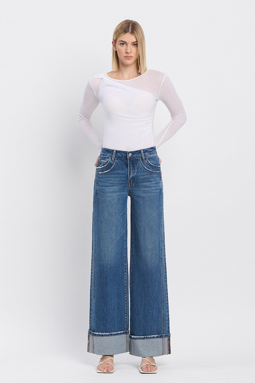 Patty High Rise cuffed Denim Wide Leg