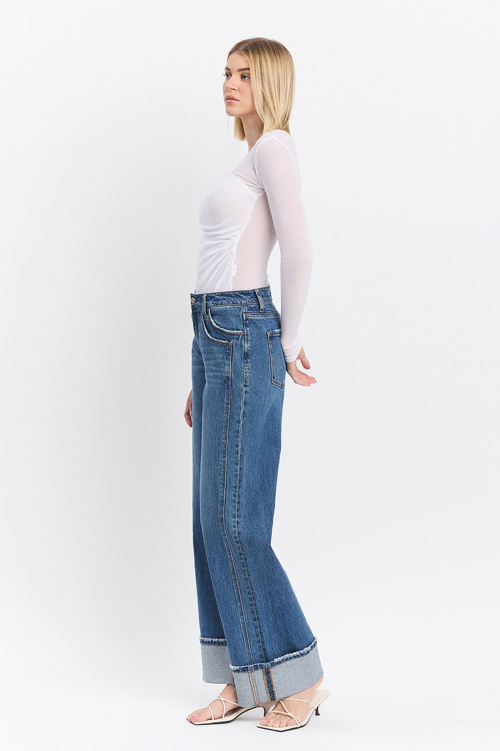 Patty High Rise cuffed Denim Wide Leg