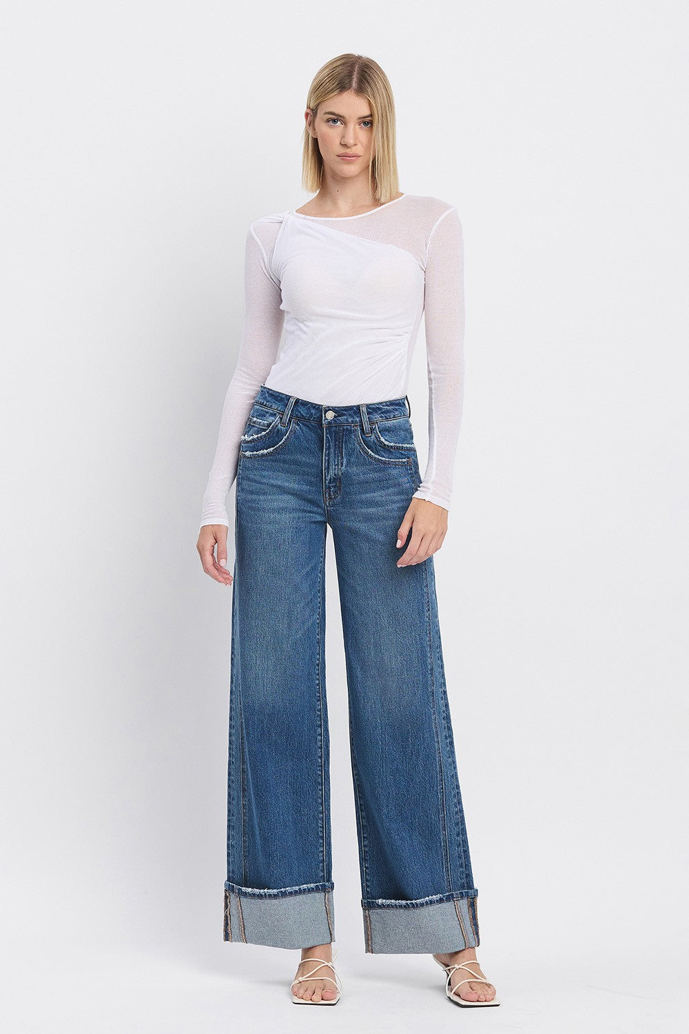 Patty High Rise cuffed Denim Wide Leg