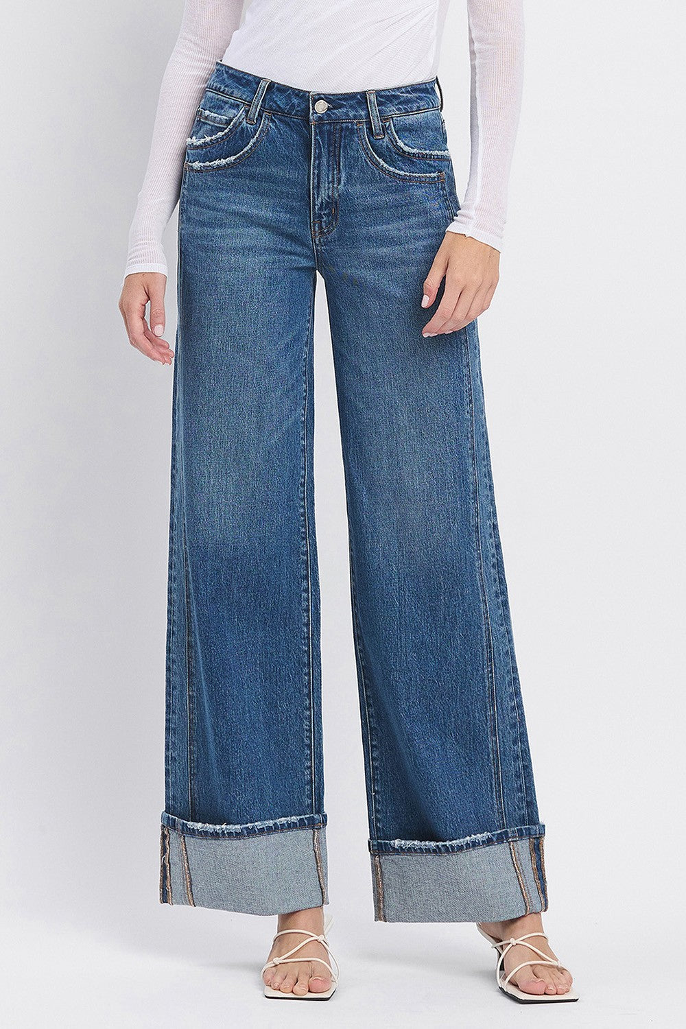 Patty High Rise cuffed Denim Wide Leg