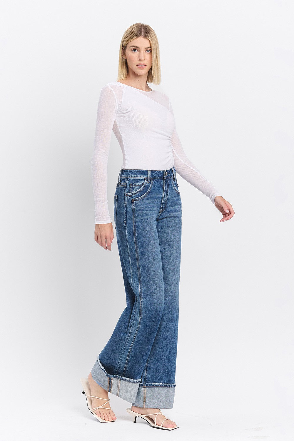 Patty High Rise cuffed Denim Wide Leg