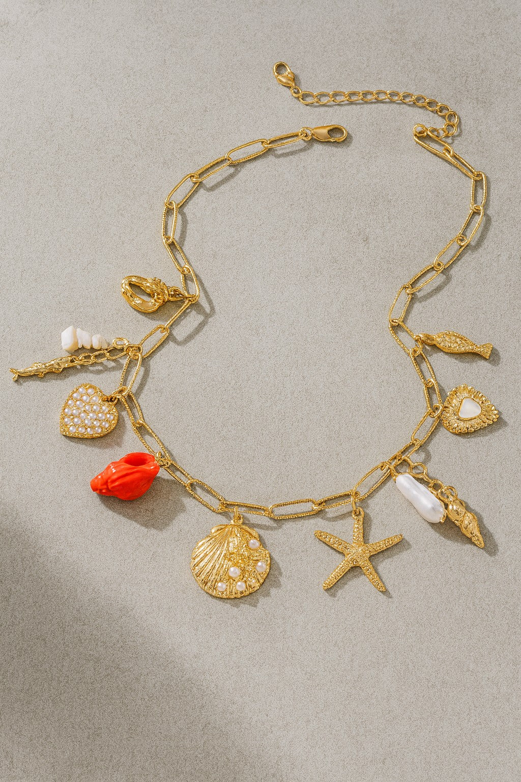 Sunset Tide Sea Shell Charm Necklace