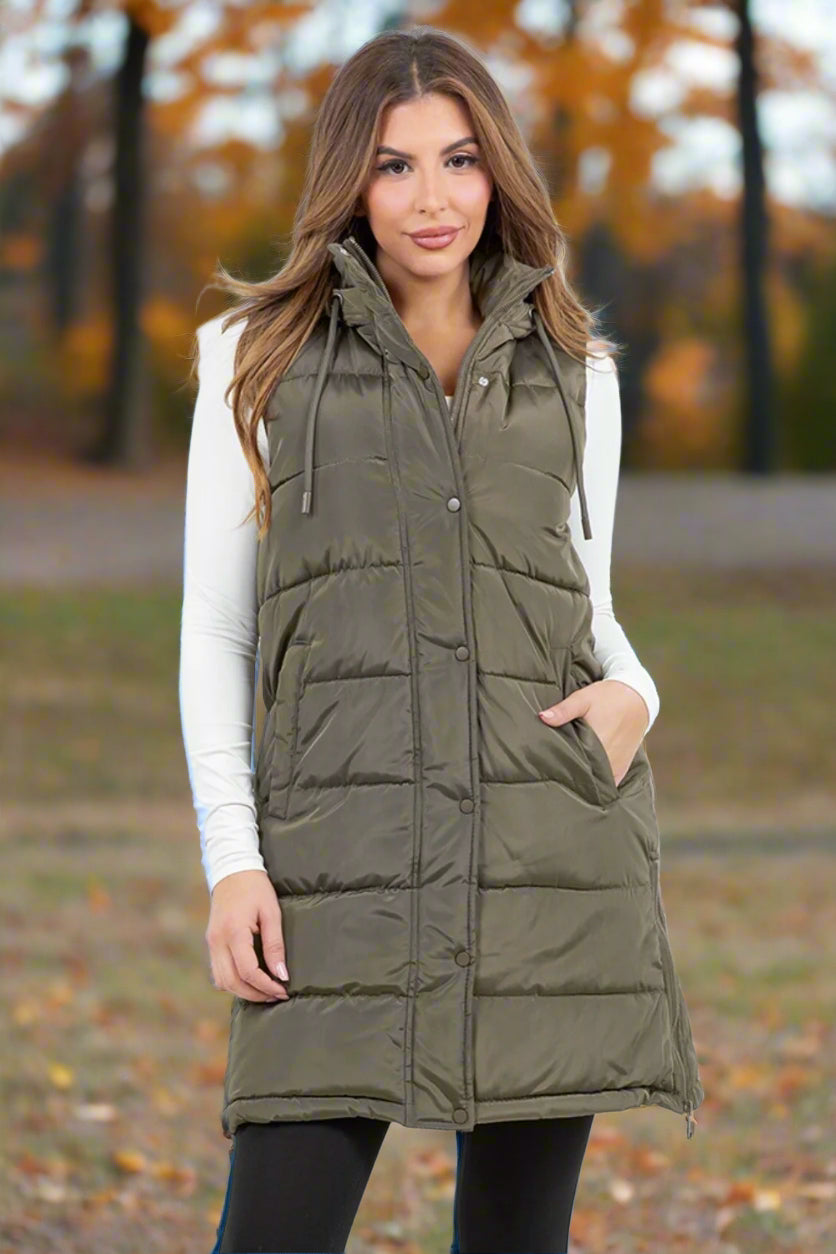 Monica Puffer Vest - Sage