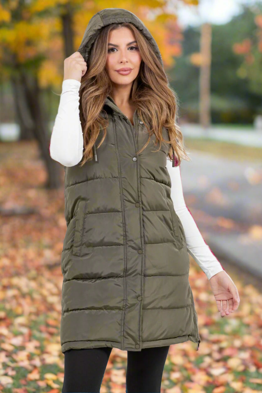 Monica Puffer Vest - Sage