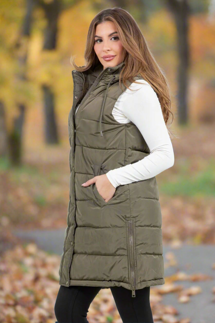 Monica Puffer Vest - Sage