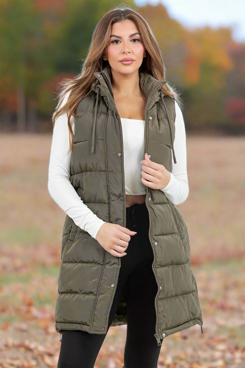 Monica Puffer Vest - Sage