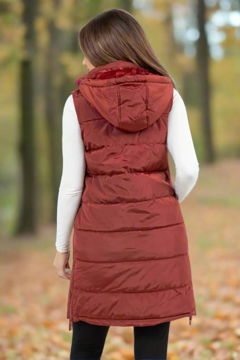 Monica Puffer Vest - Brick