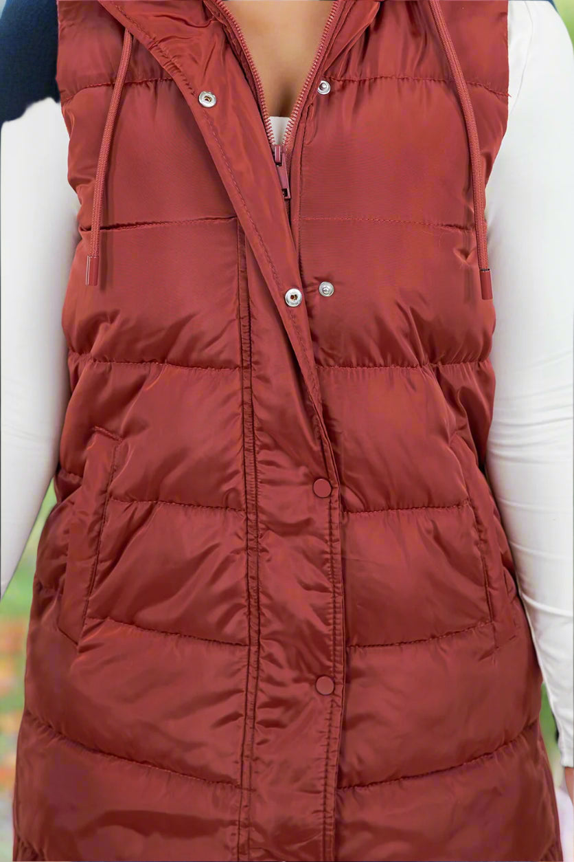 Monica Puffer Vest - Brick