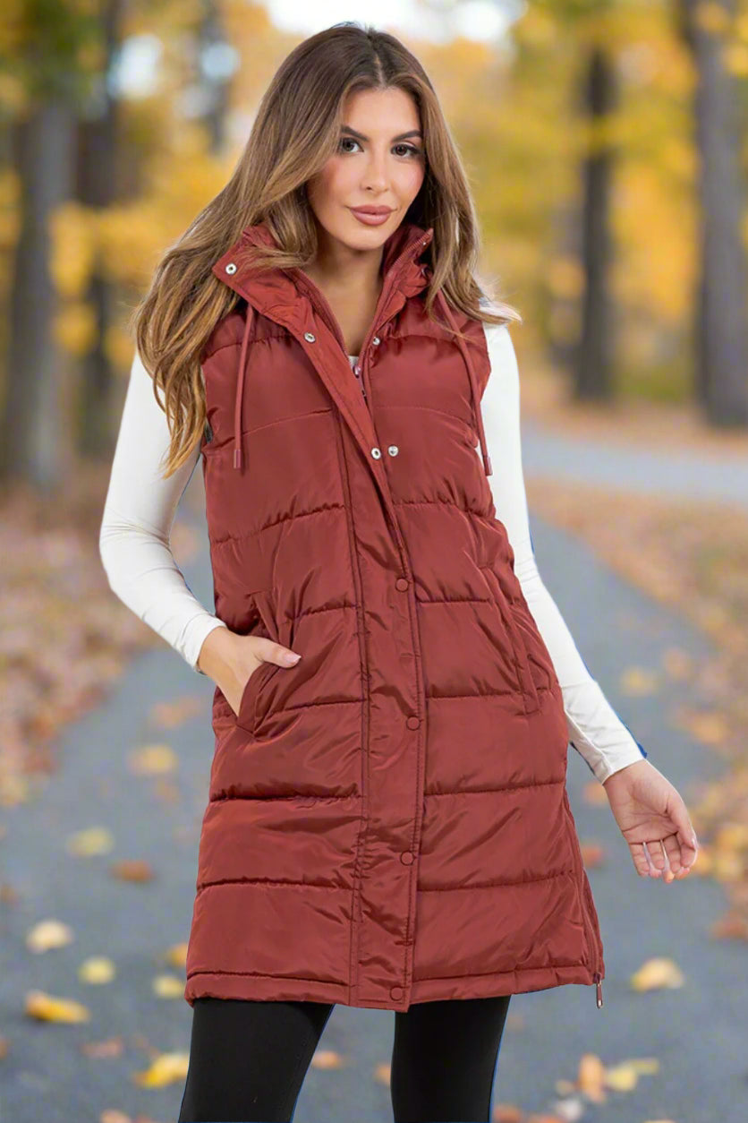Monica Puffer Vest - Brick