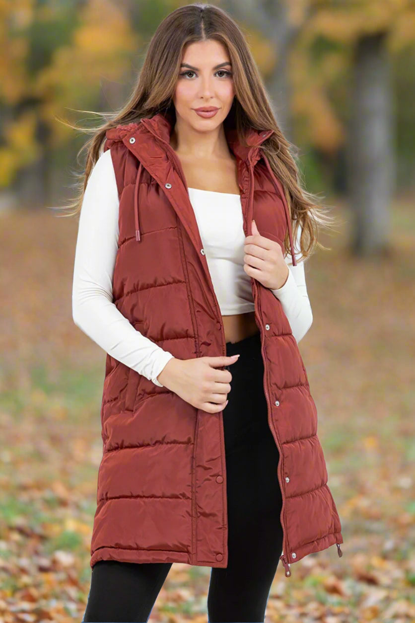 Monica Puffer Vest - Brick