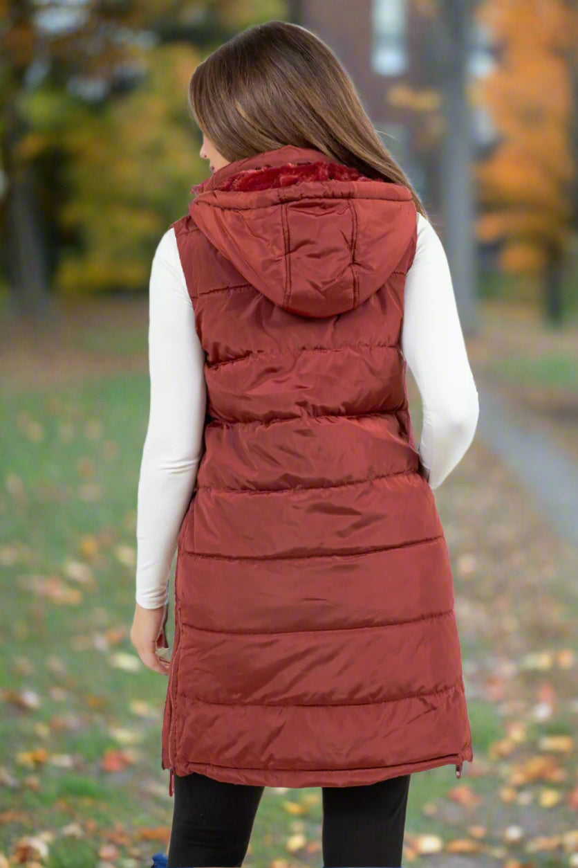 Monica Puffer Vest - Brick