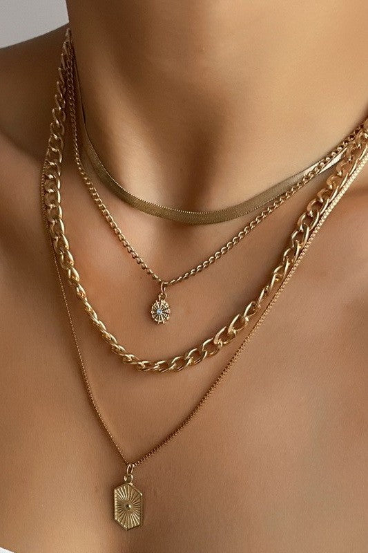 Shelly Double Charm Multi Layer Necklace