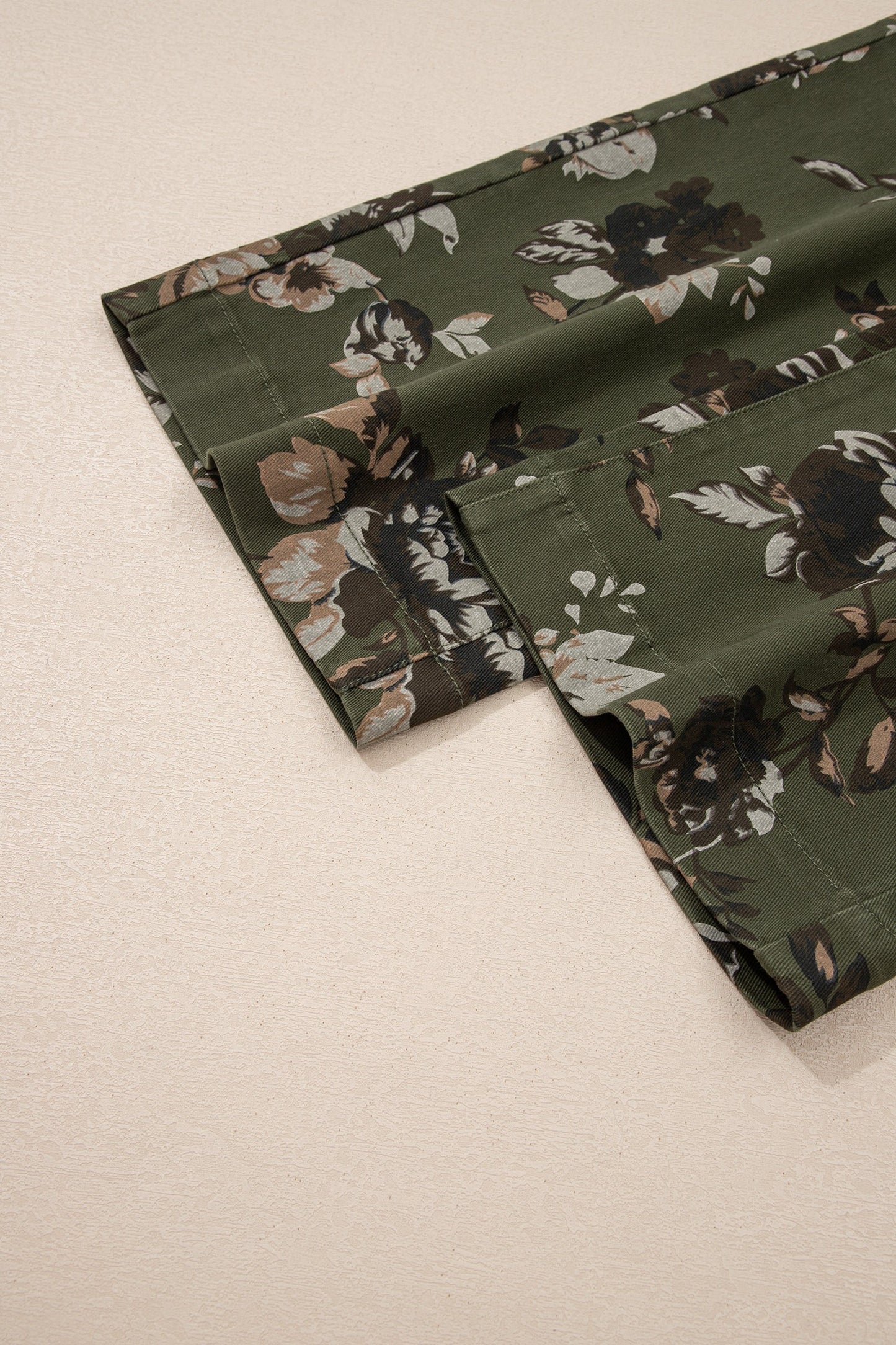 Vintage Floral Print Patch Pocket Jeans