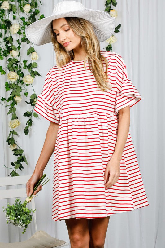 Pheobe - Red & White Stripe Dress