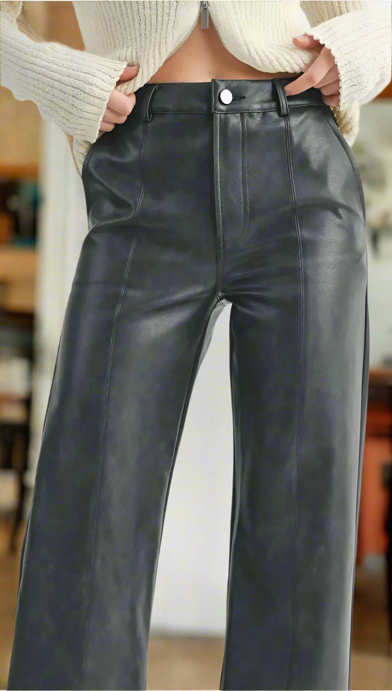 Rebel V/Leather Black Pants