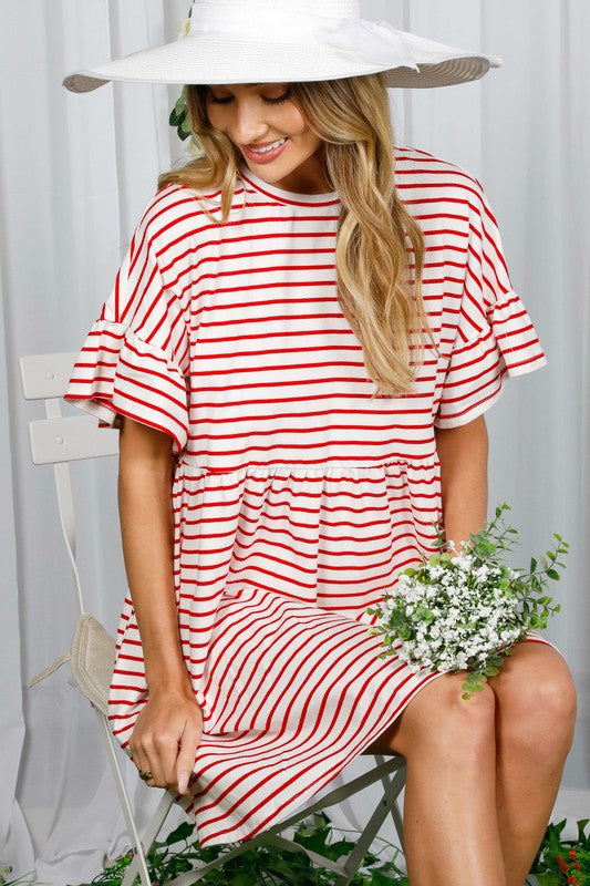 Pheobe - Red & White Stripe Dress