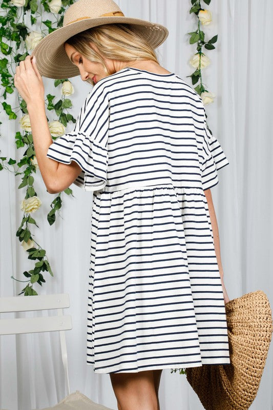 Pheobe - Black & White Stripe Dress