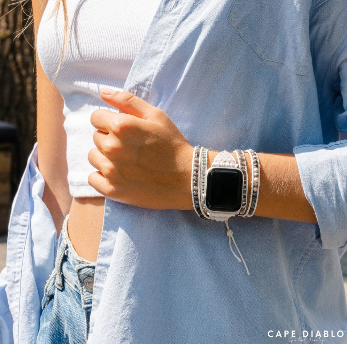 White Labradorite Apple Watch Strap