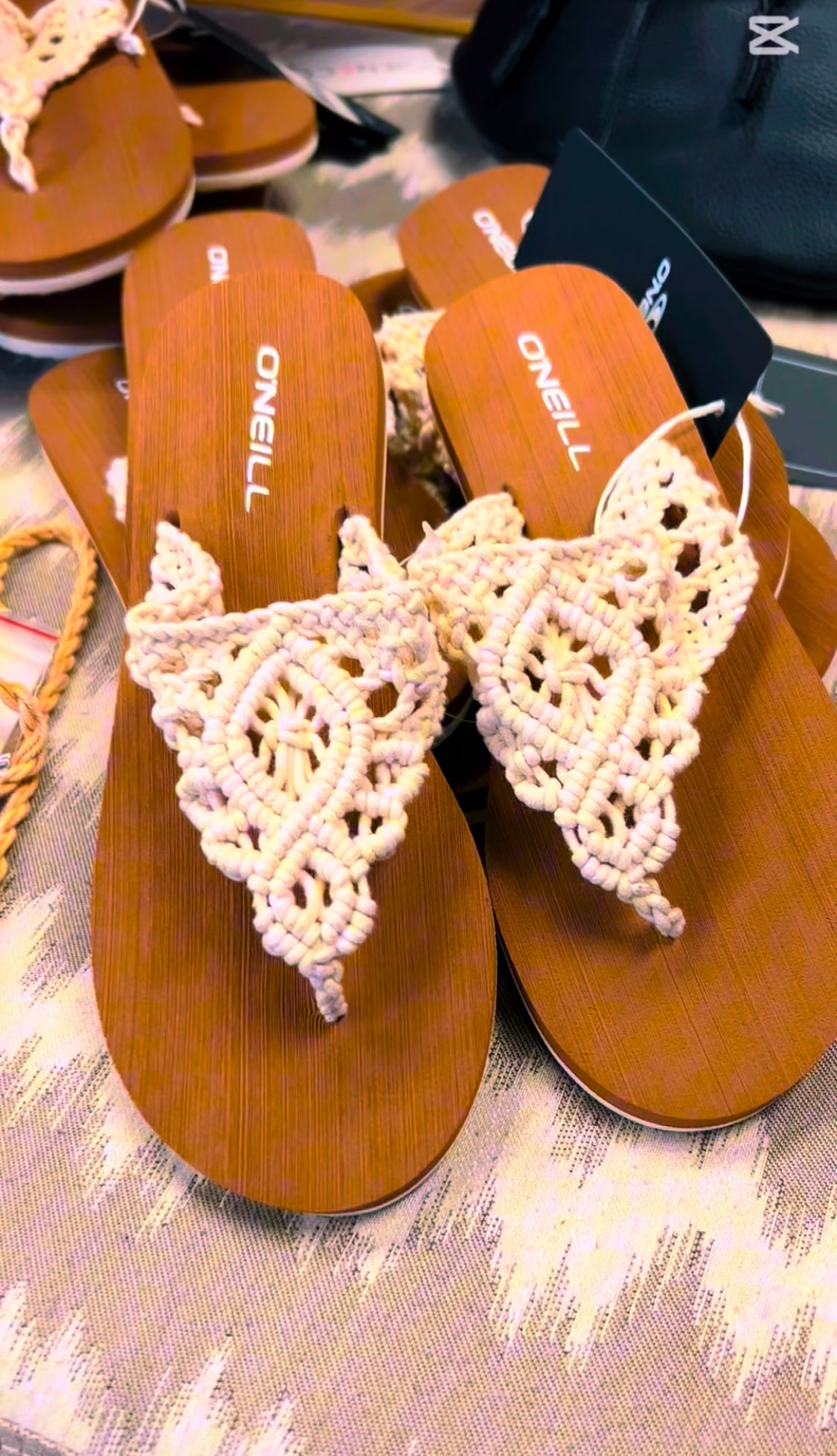 Ditsy Crochet Flip Flop - Cream
