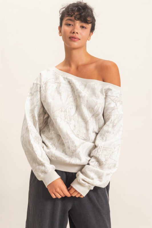 Off Shoulder Camo - Grey