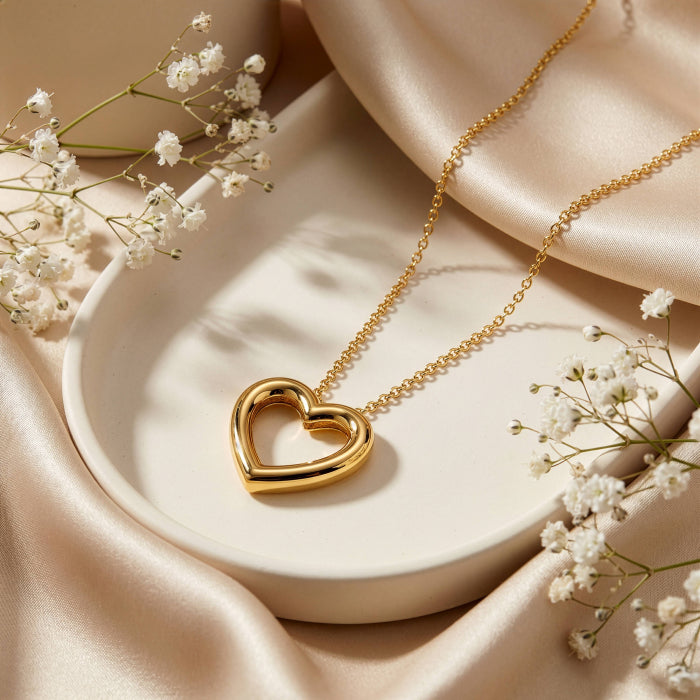 Premium Gold Plated Cut out Heart Necklace