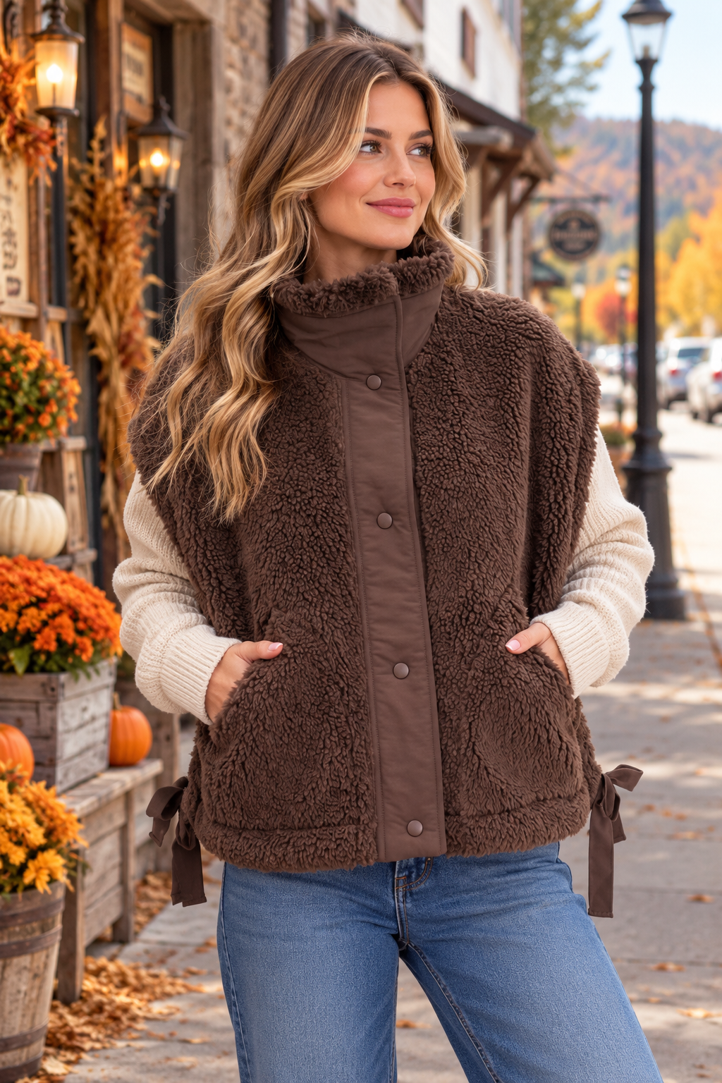 Teddy Vest - Brown