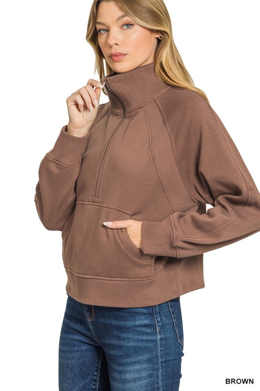 Lou 1/4 Zip - Brown