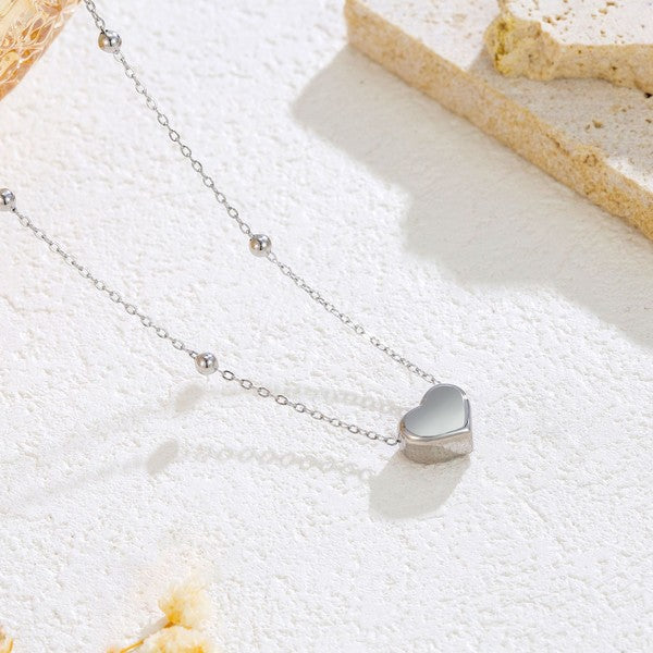Ball Heart Necklace - Silver