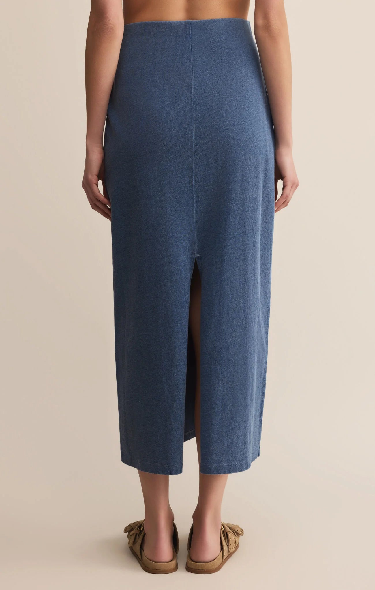 Gail Jersey Denim Midi Skirt - Indigo