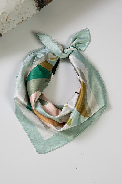 Pretty Print Silky Bandana Scarf - Mint
