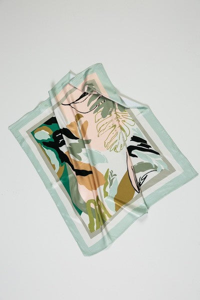 Pretty Print Silky Bandana Scarf - Mint
