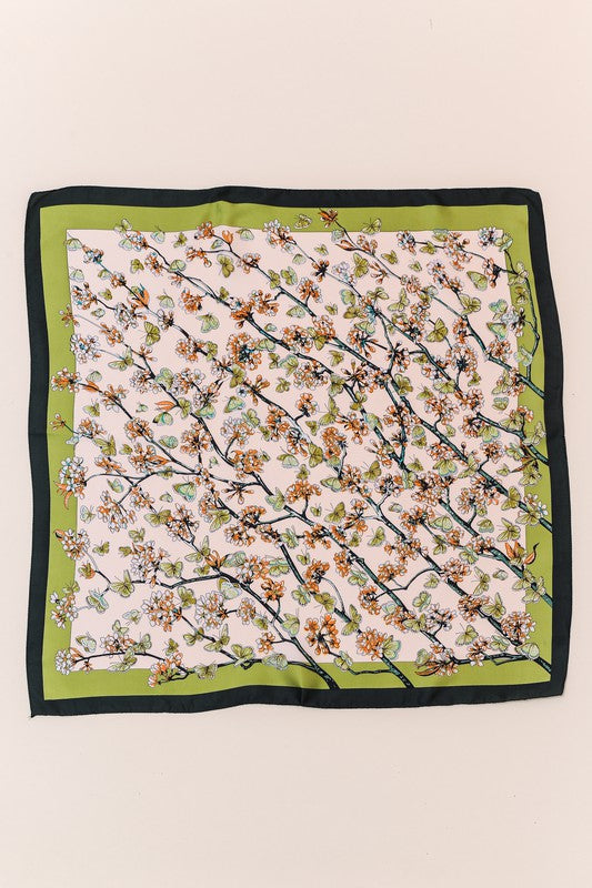 Floral Butterfly Silky Bandana Scarf