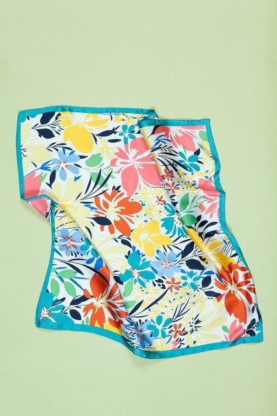Flower Print Silky Bandana Scarf