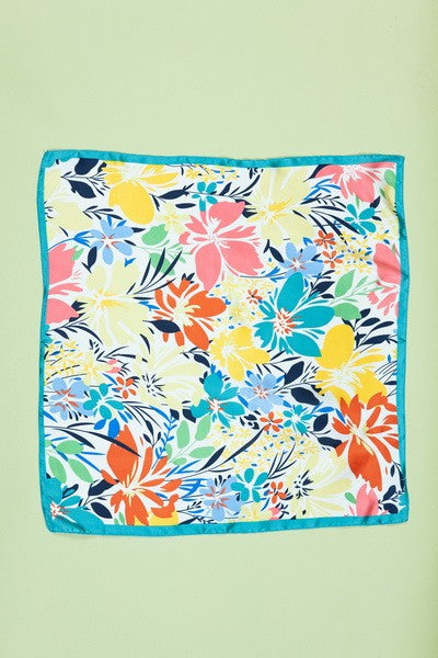 Flower Print Silky Bandana Scarf