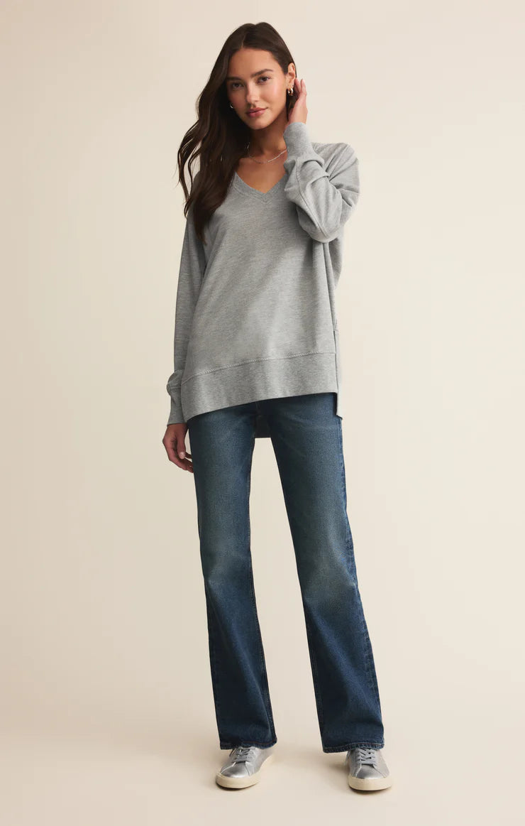 V Neck Weekender - Heather Grey