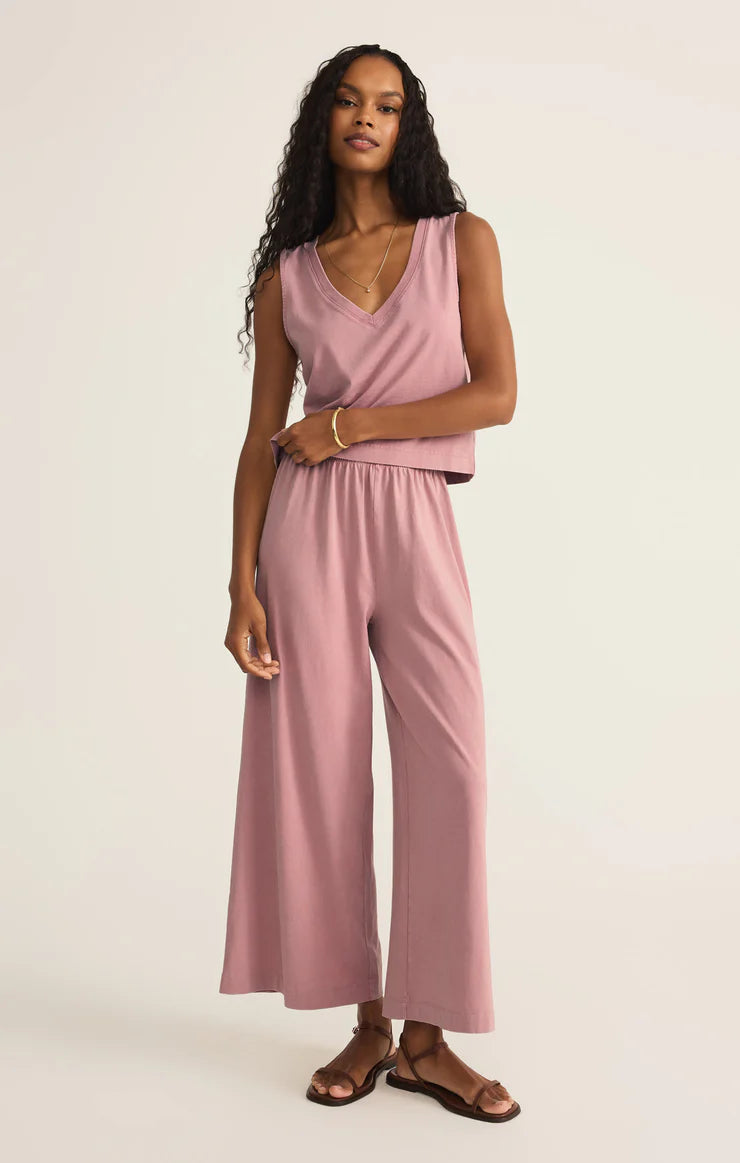 Scout Jersey Crop Flare Pant - Pink Smoke
