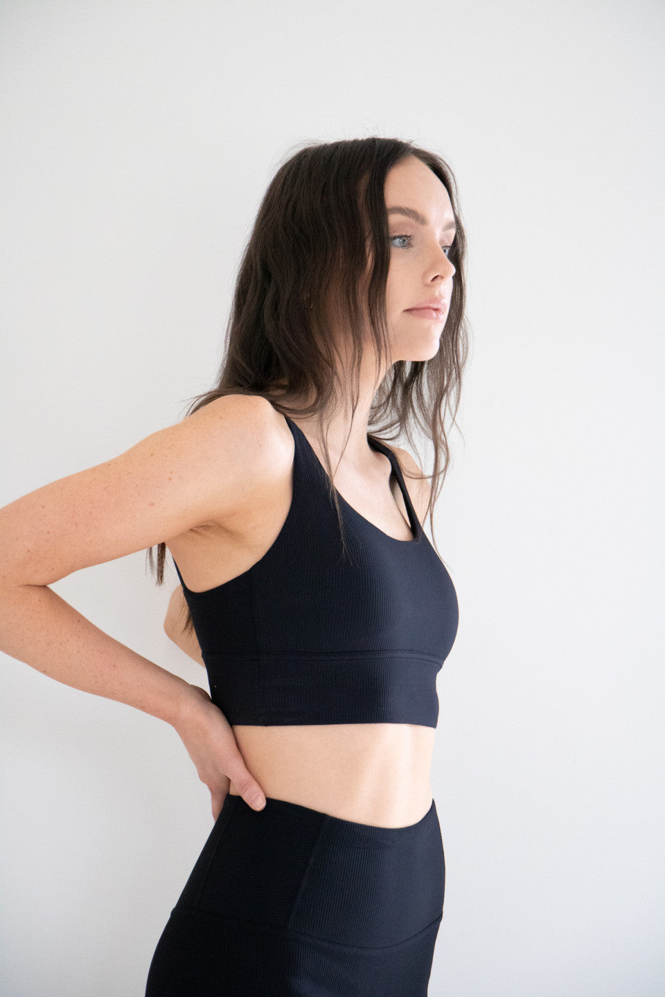 Royal Ribbed Bra in Pitch