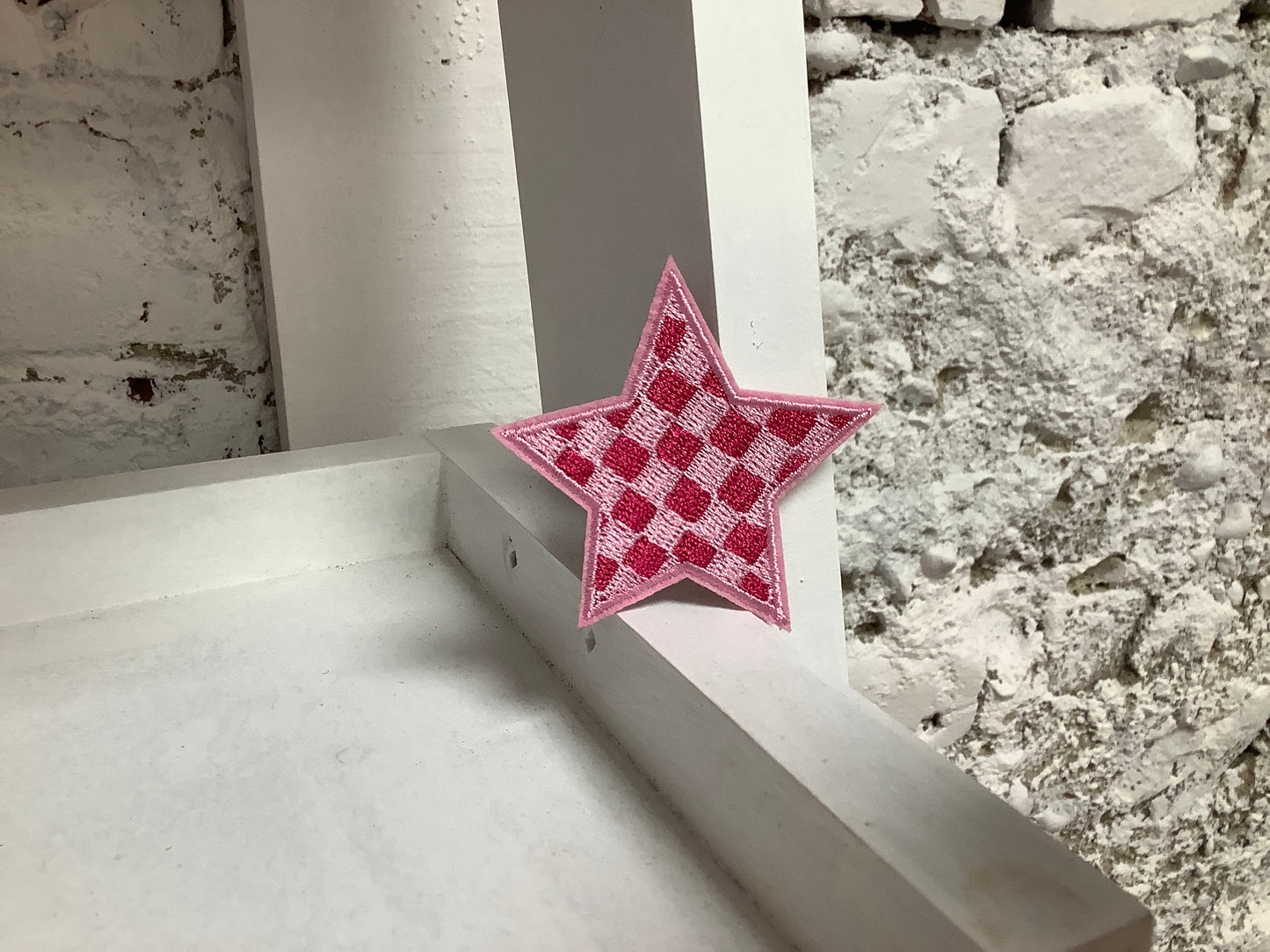 Smaller Pink Checkered Star