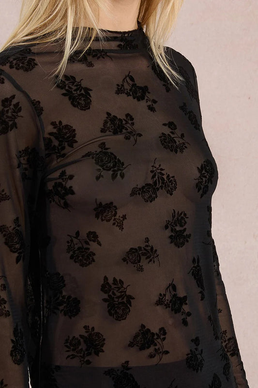 Maya - Sheer Rose Longsleeve