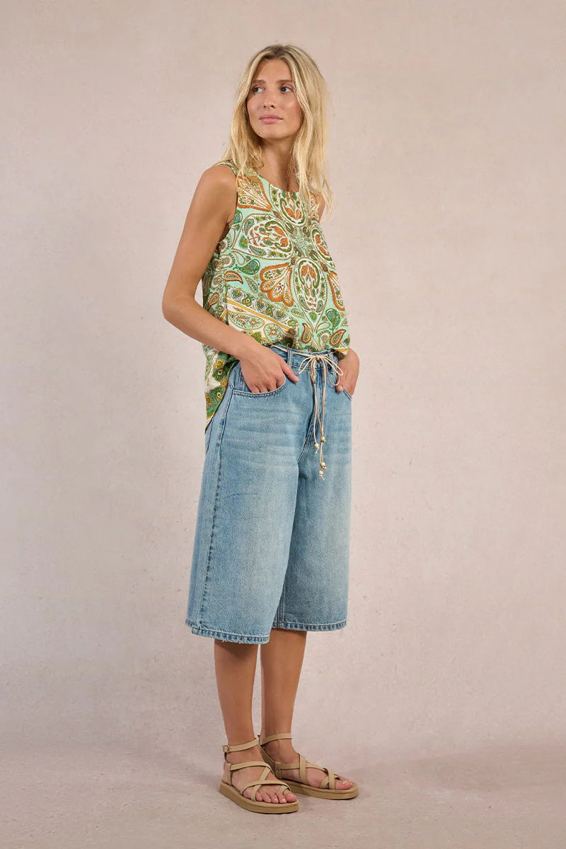 Wide Denim Bermuda Short by Molly Bracken