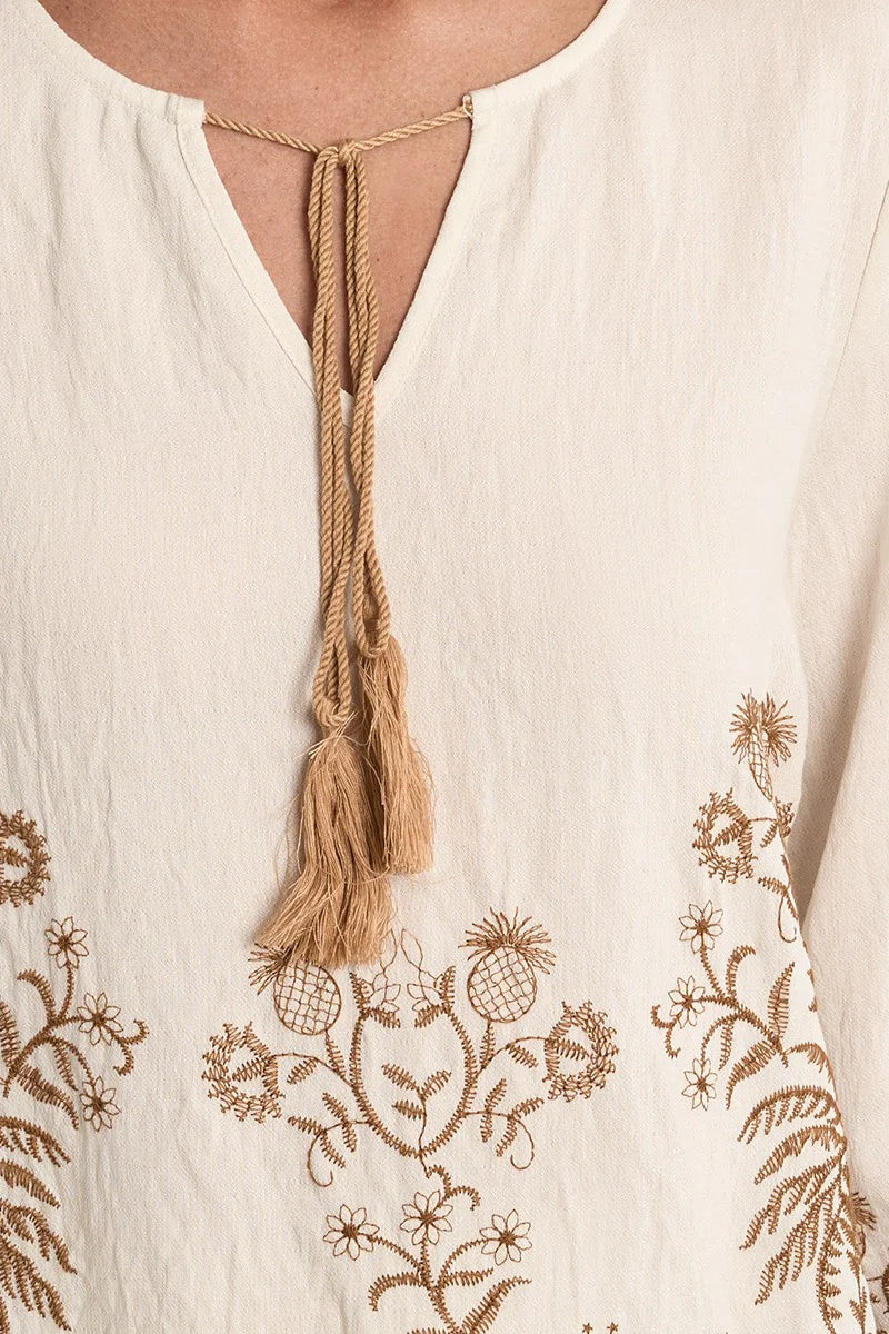 Ecru Embroidered Long Sleeve
