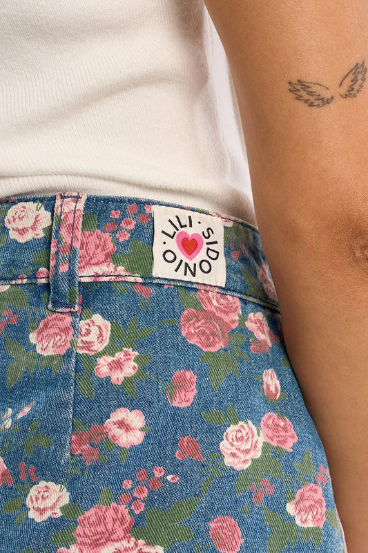 Floral Denim Skirt