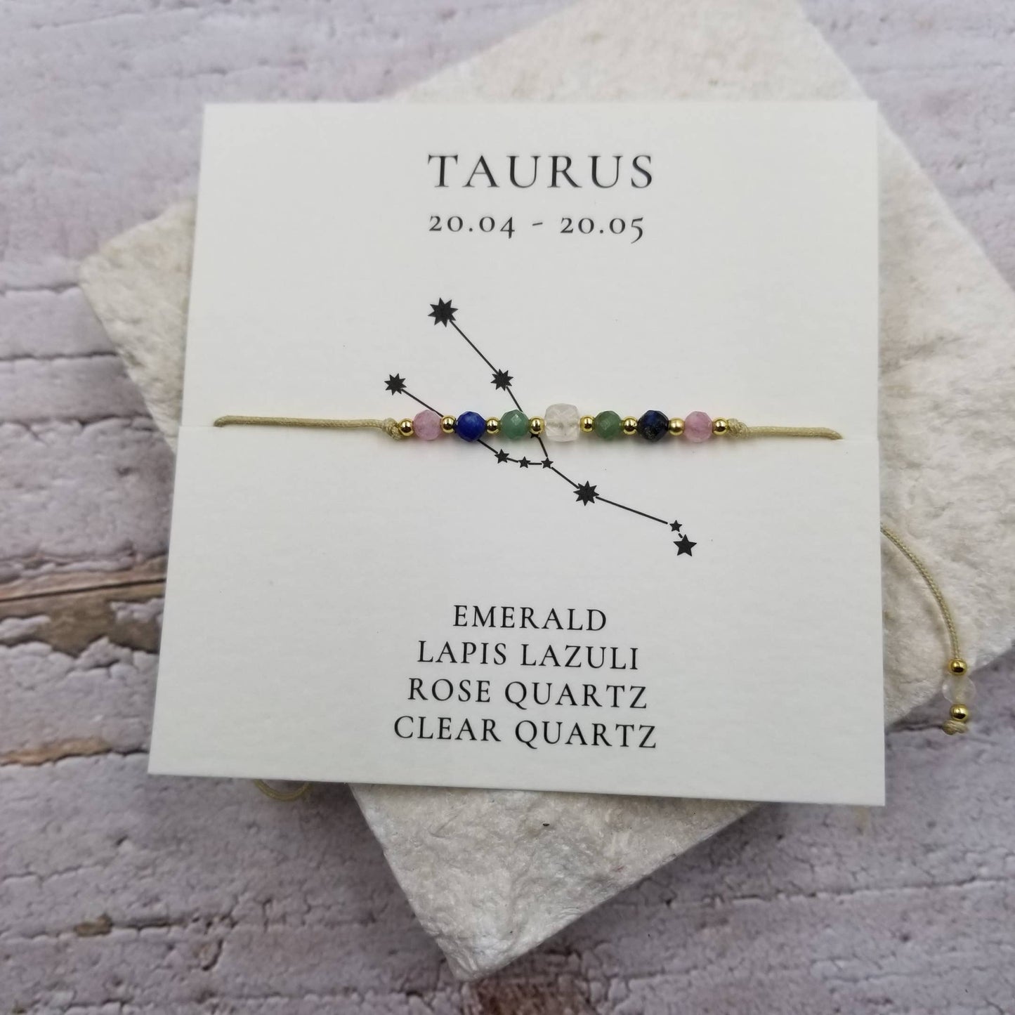 TAURUS Constellation Natural Stone Bead Friendship Bracelet:
