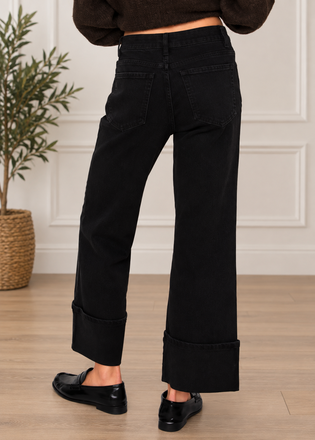 Carla Stretch Denim Cuffed Wide Leg