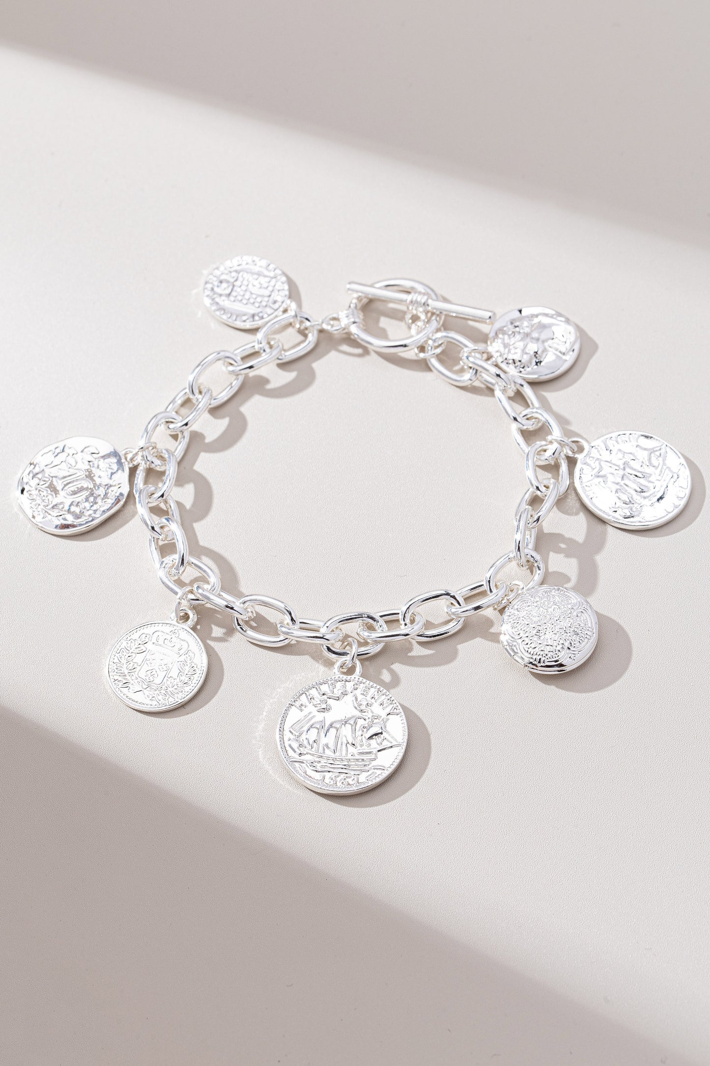 Coin Locket Charm Bracelet - Silver